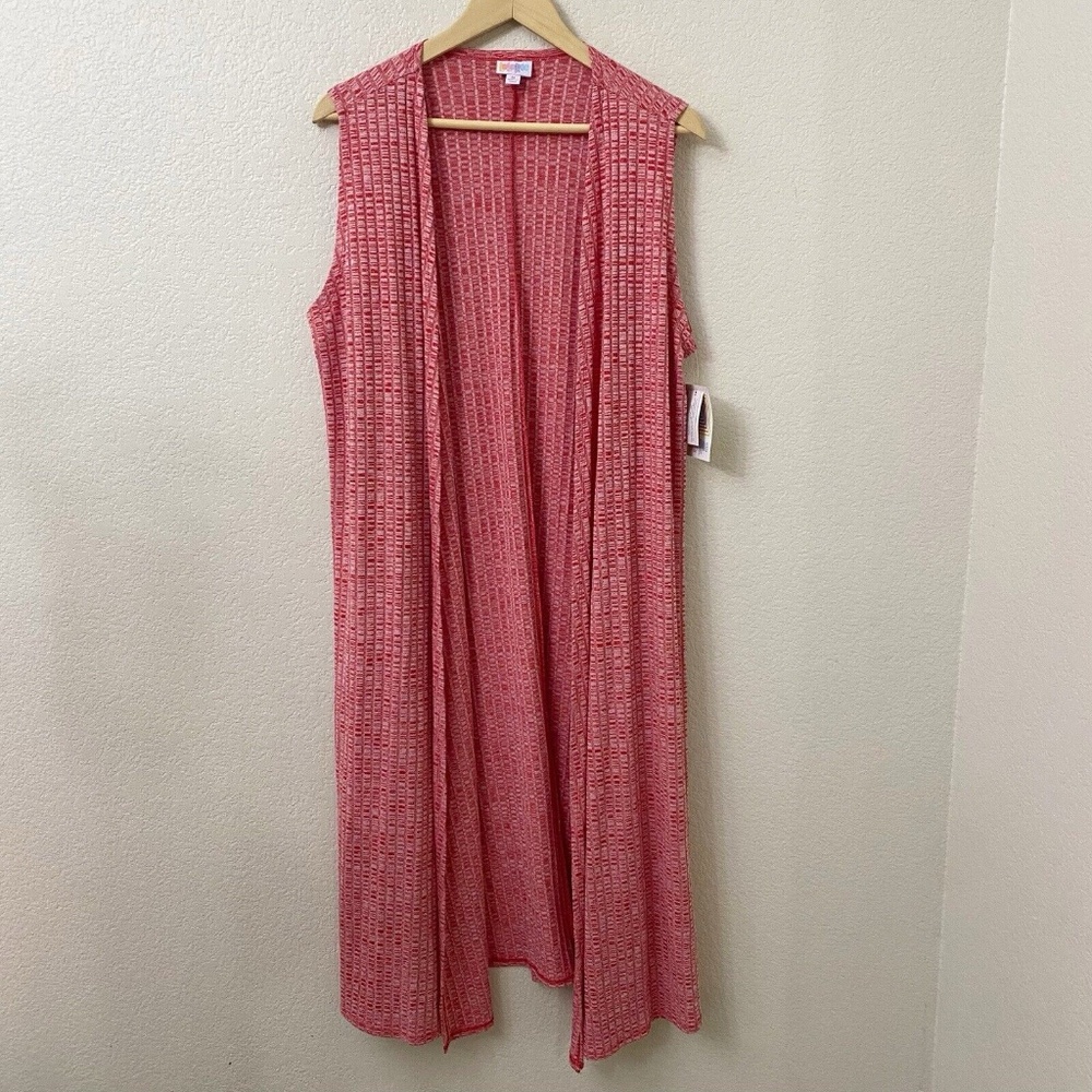 Lularoe Joy Duster Cardigan Size Medium Sleeveless Red New With Tags